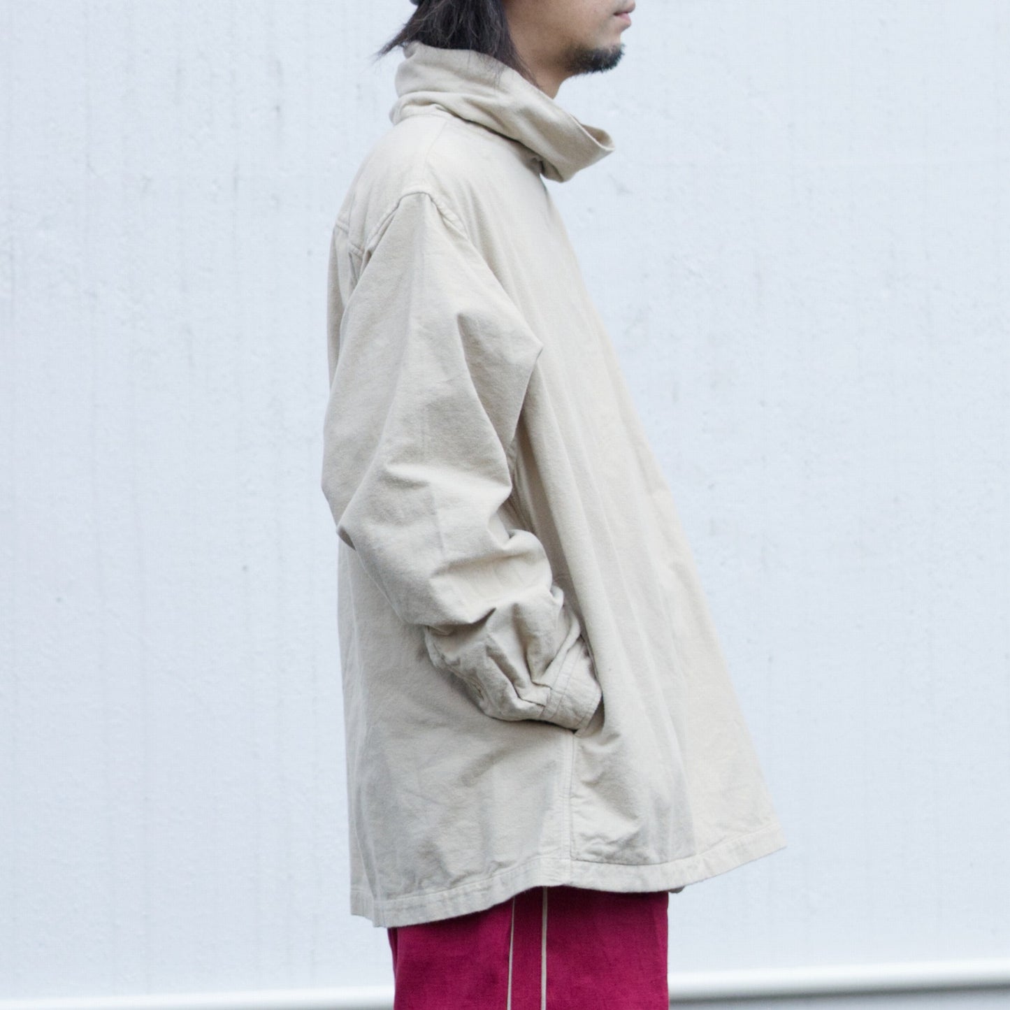 Brushed Cotton High Neck Pullover