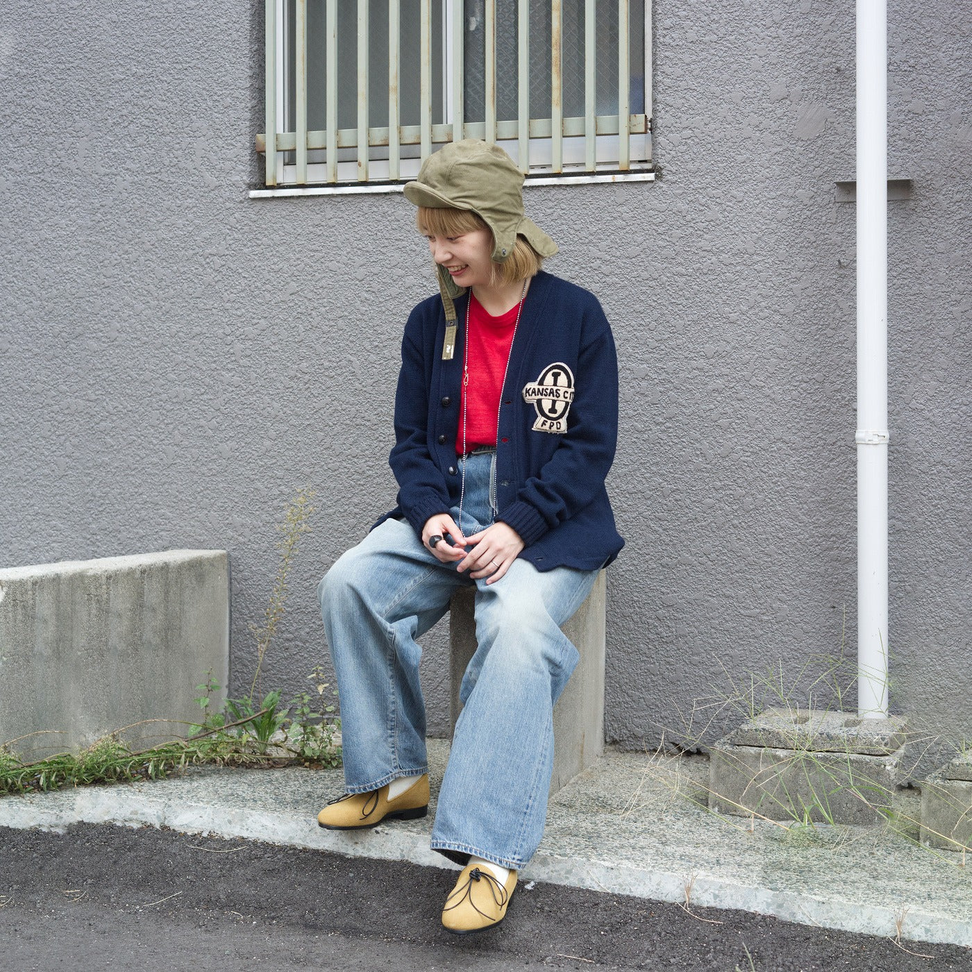 60s Lettered cardigan - Navy