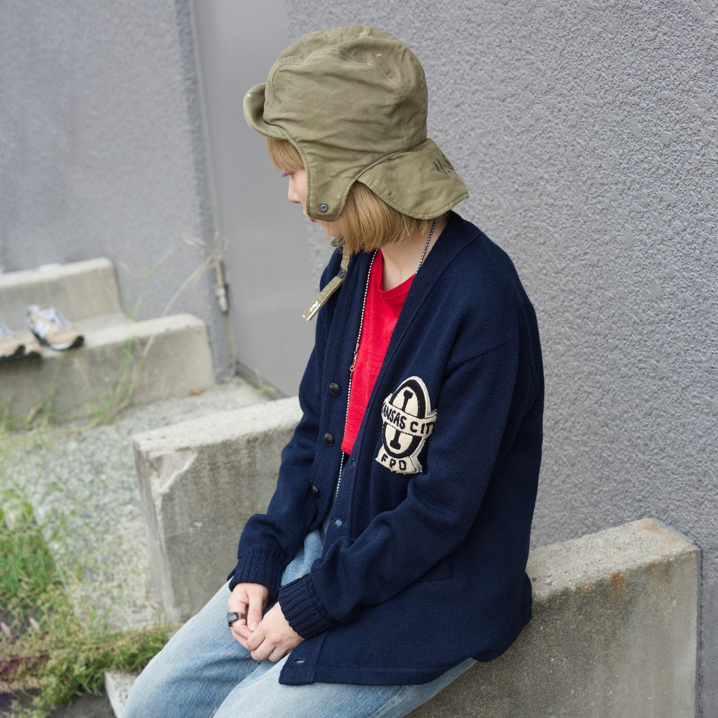 60s Lettered cardigan - Navy