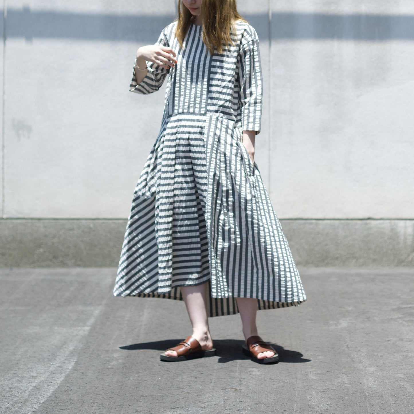 Silk blend soccer stripe separate dress