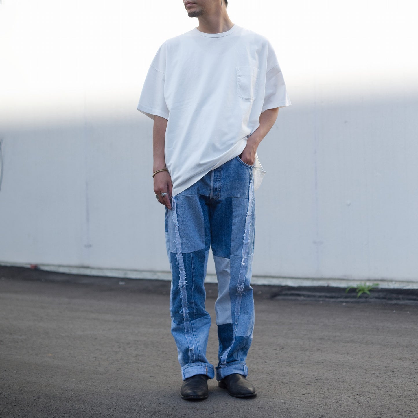 ajouter 11th Anniversary patchwork denim pants