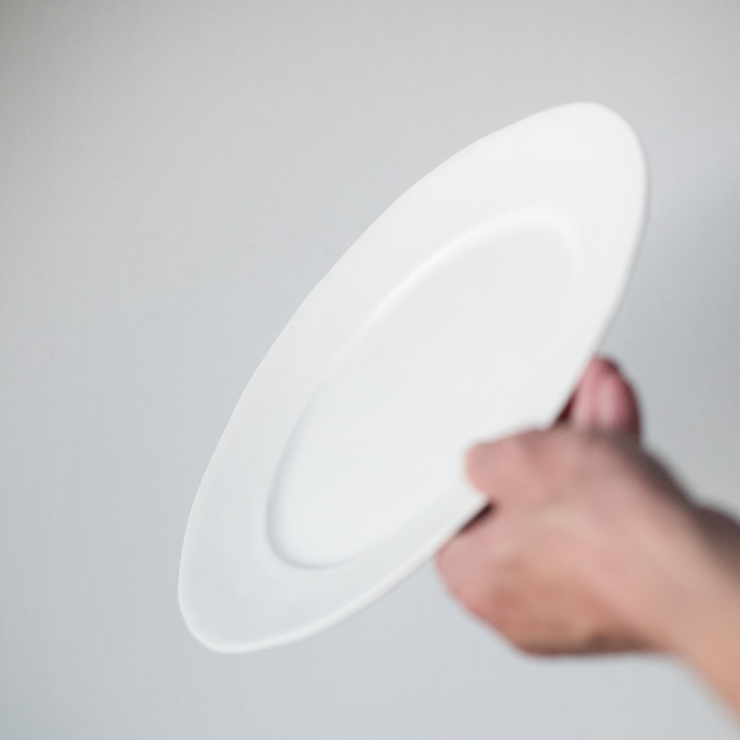 White porcelain mat rim plate