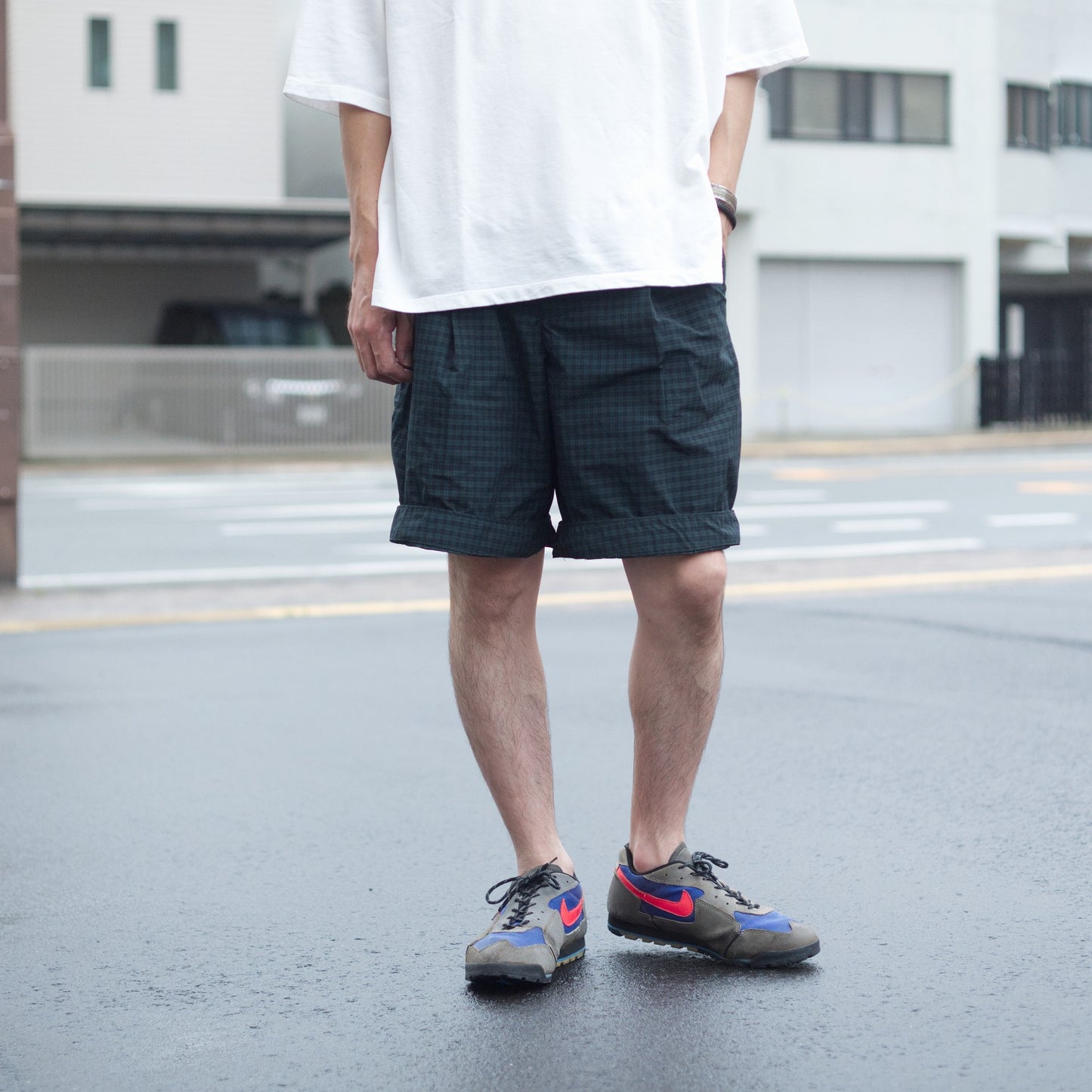 HW shorts - Green×Navy