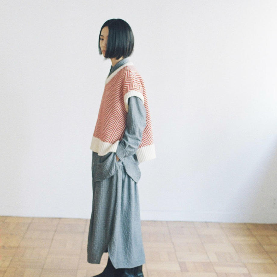 herringbone gathered skirt