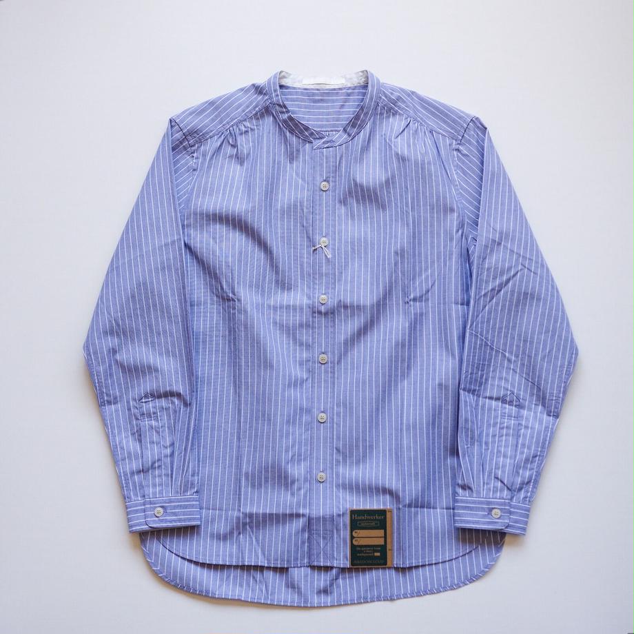 collarless shirt - Stripe Blue