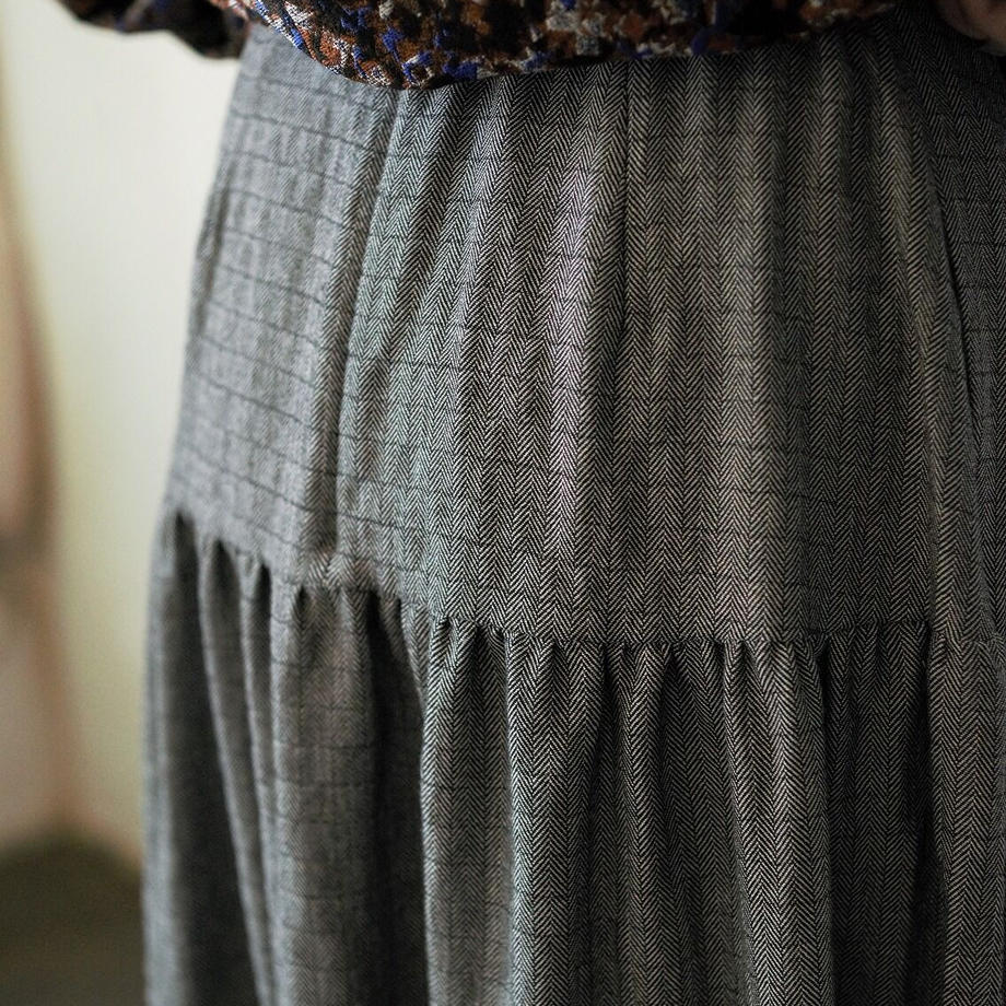 herringbone gathered skirt