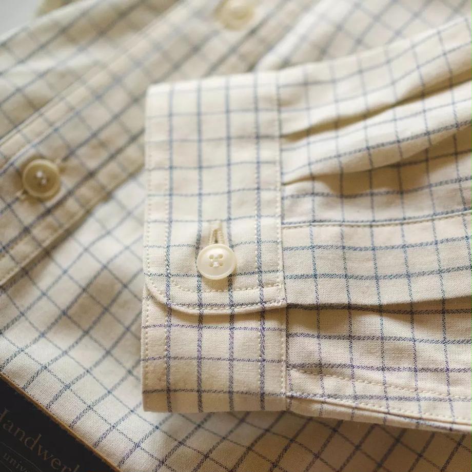 collarless shirt - check