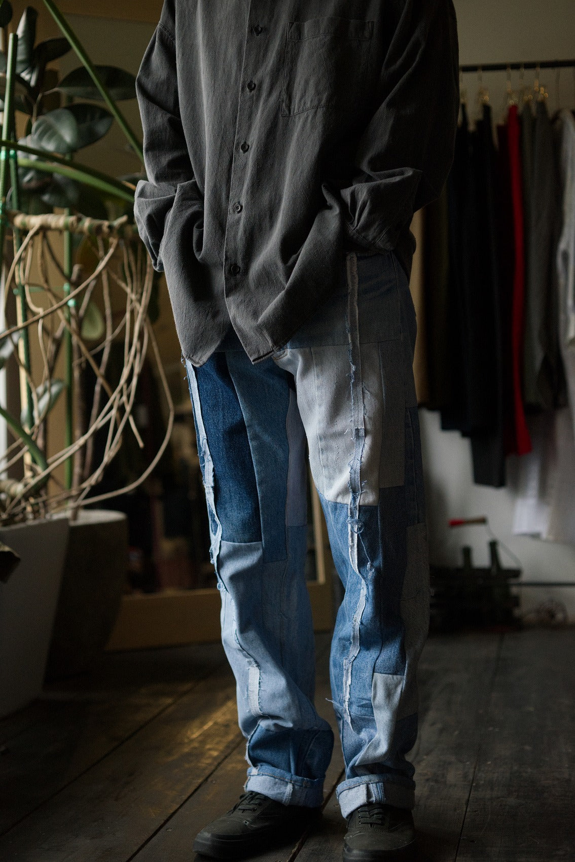 ajouter 11th Anniversary patchwork denim pants