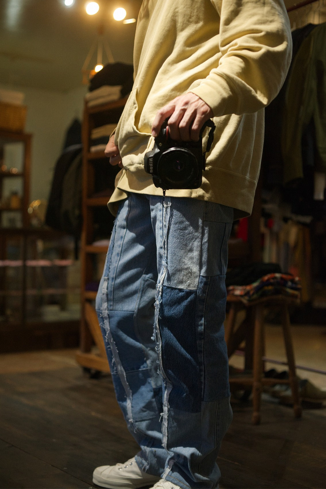 ajouter 11th Anniversary patchwork denim pants