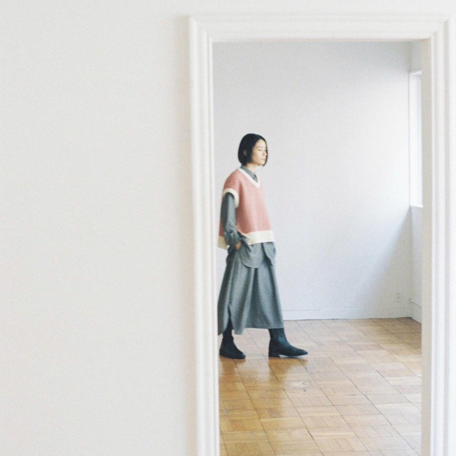 herringbone gathered skirt