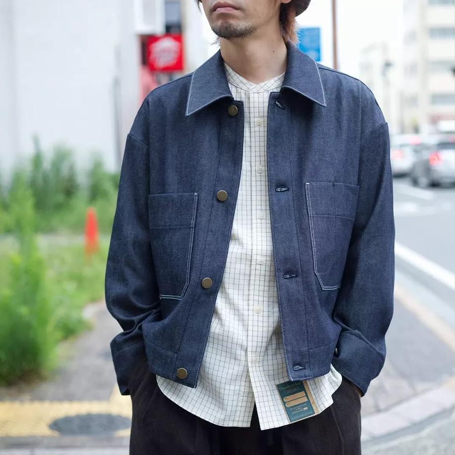 collarless shirt - check