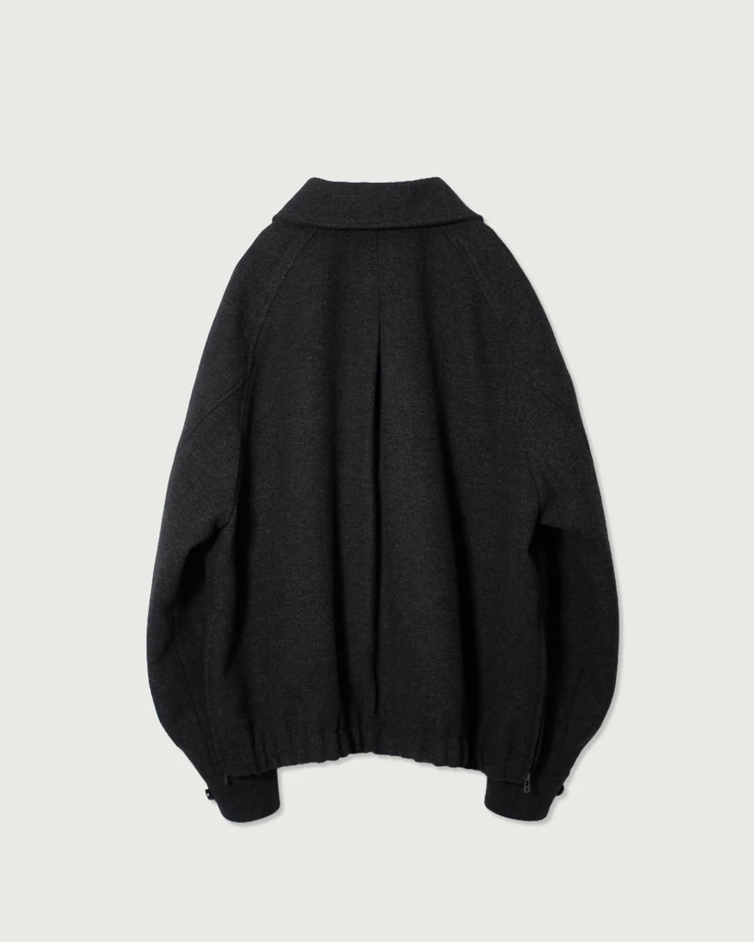 Wool Brend Herringbone Tweed Volume Zip Blouson