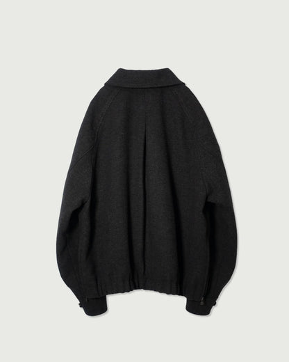 Wool Brend Herringbone Tweed Volume Zip Blouson