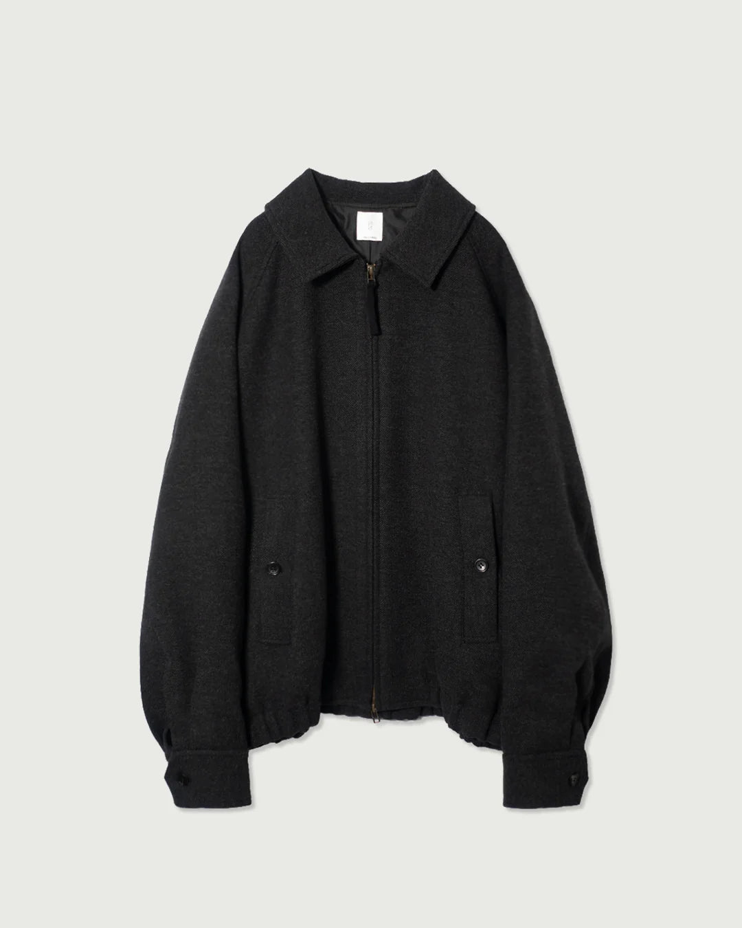 Wool Brend Herringbone Tweed Volume Zip Blouson