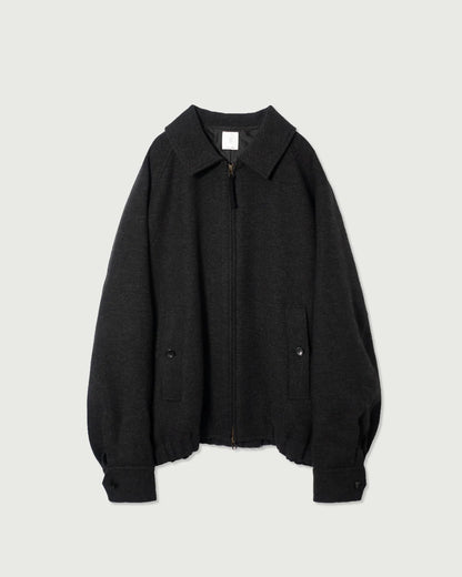 Wool Brend Herringbone Tweed Volume Zip Blouson