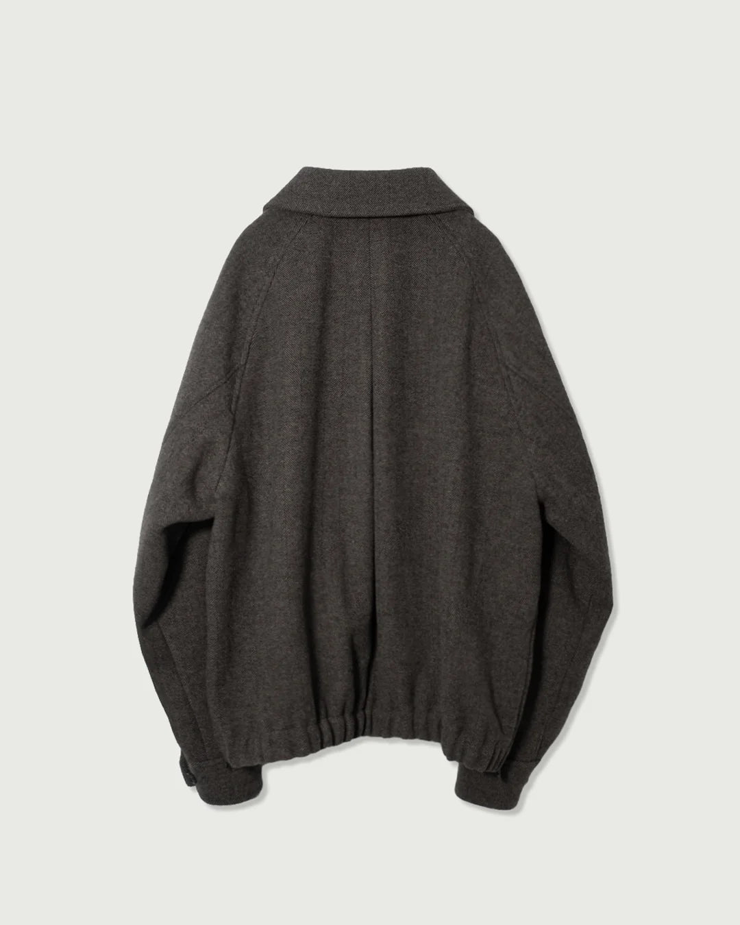 Wool Brend Herringbone Tweed Volume Zip Blouson