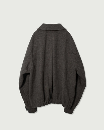 Wool Brend Herringbone Tweed Volume Zip Blouson
