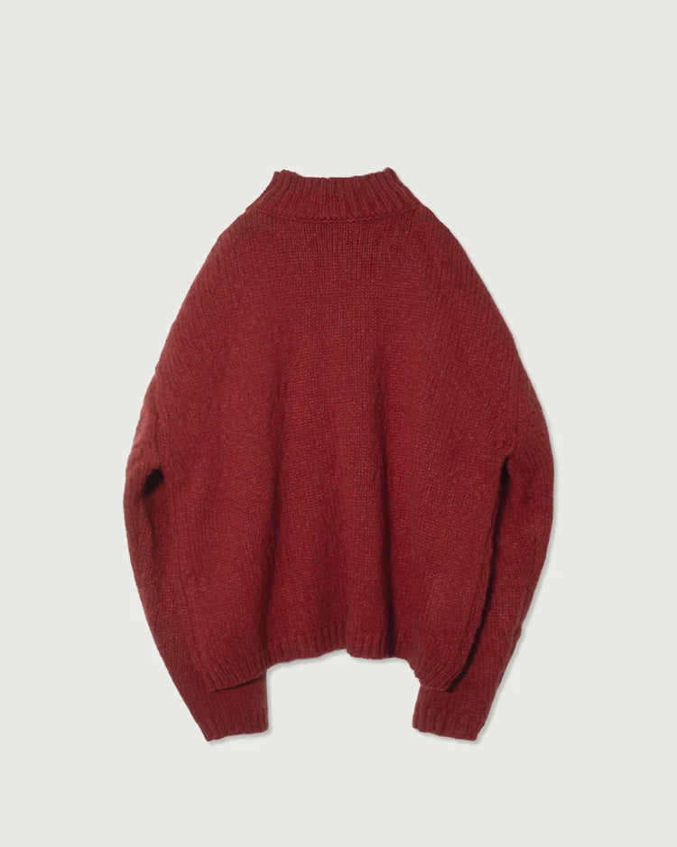 Wool Blend High Neck Hand-like Knit Sweater