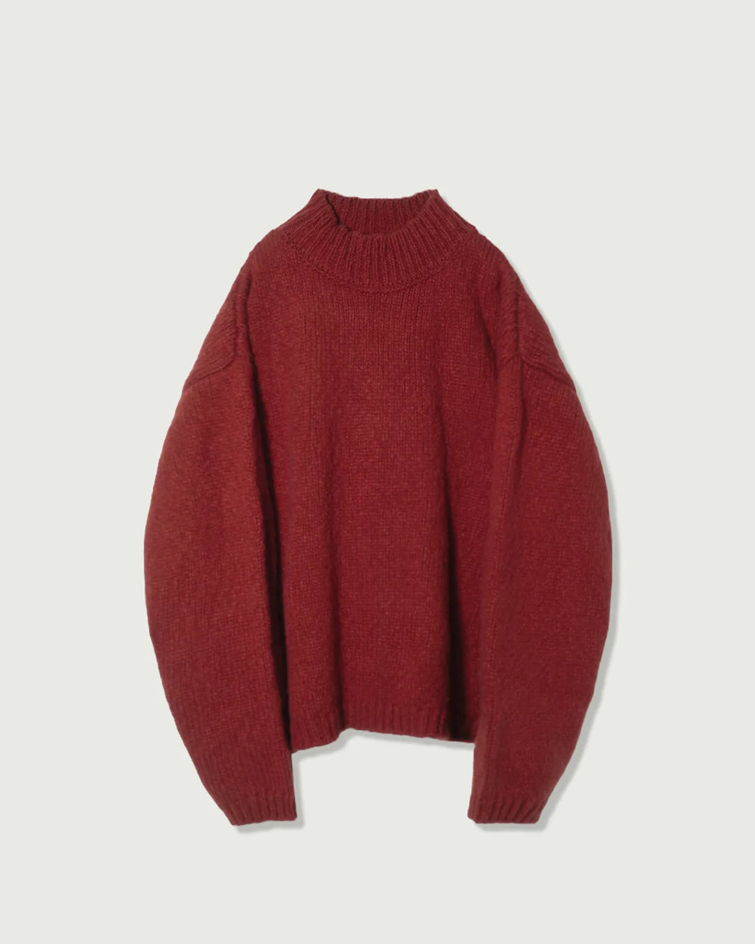 Wool Blend High Neck Hand-like Knit Sweater