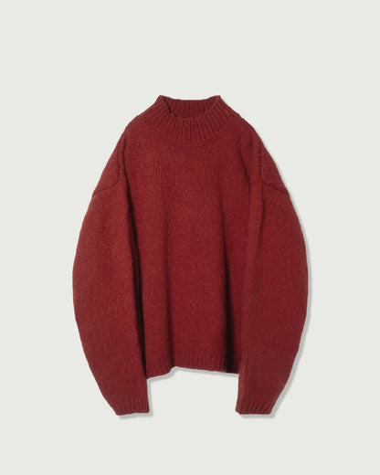 Wool Blend High Neck Hand-like Knit Sweater