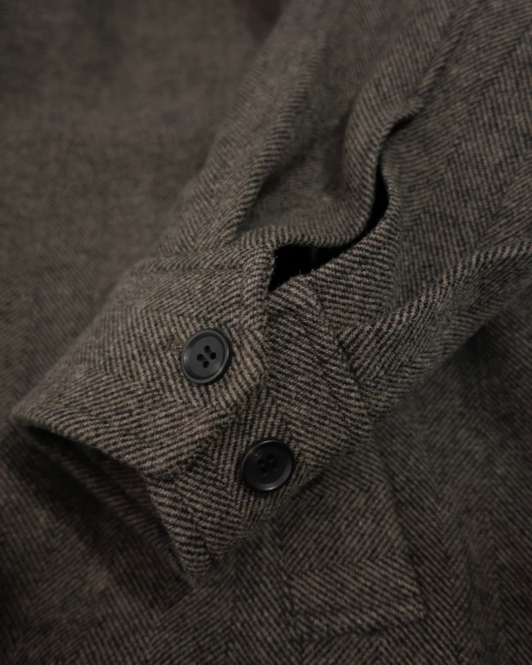 Wool Brend Herringbone Tweed Volume Zip Blouson