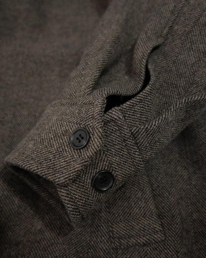 Wool Brend Herringbone Tweed Volume Zip Blouson