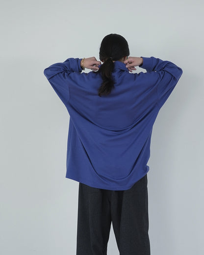 Super100s Wool Plating Turtleneck L/S Logo TEE