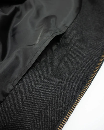 Wool Brend Herringbone Tweed Volume Zip Blouson