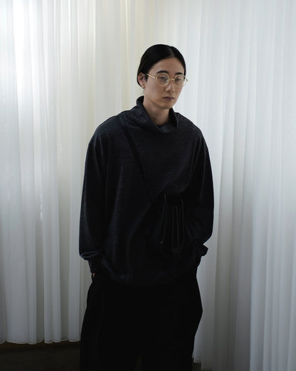 Super100s Wool Plating Turtleneck L/S Logo TEE