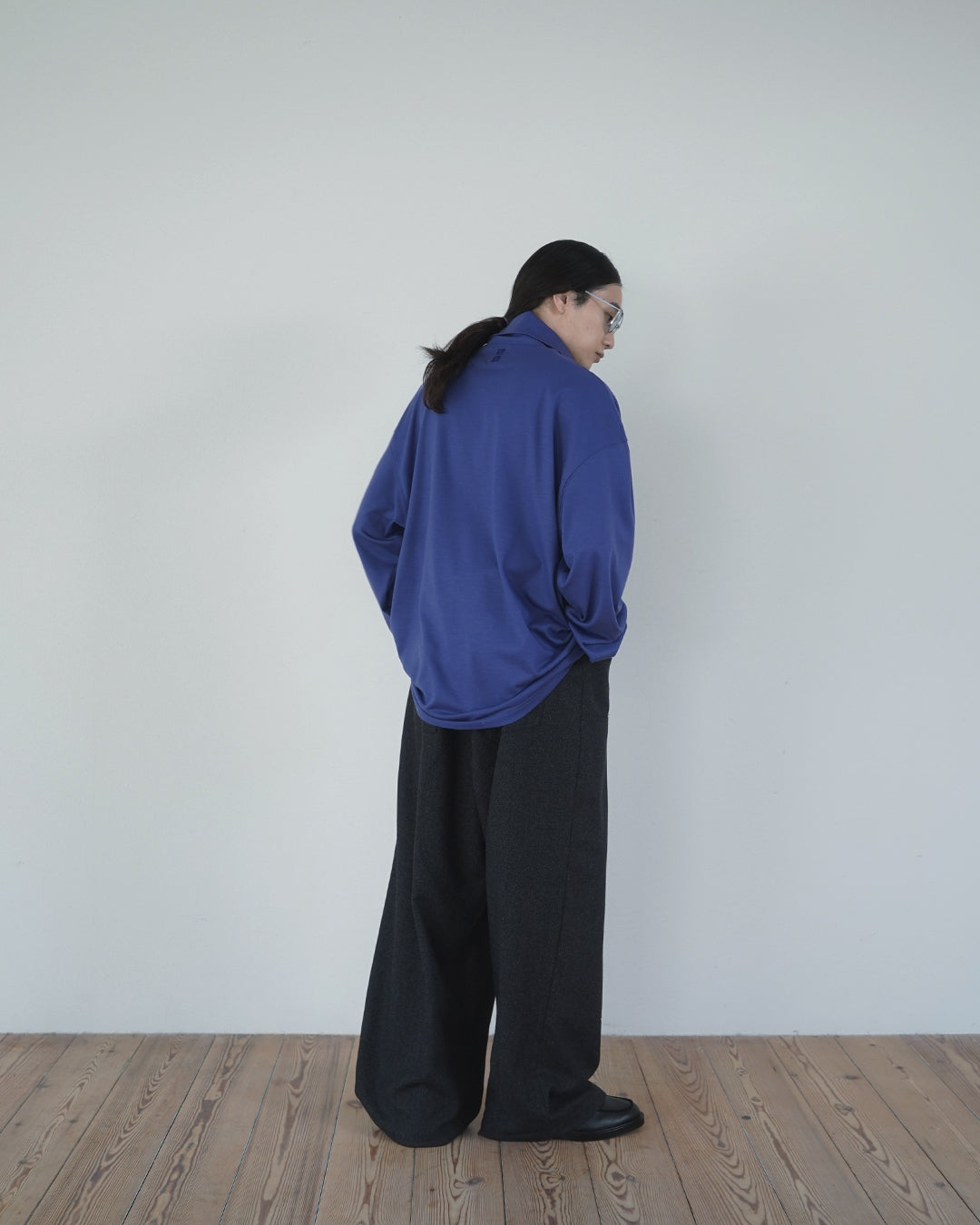 Super100s Wool Plating Turtleneck L/S Logo TEE