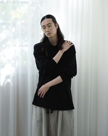 Super100s Wool Plating Turtleneck L/S Logo TEE