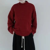 Wool Blend High Neck Hand-like Knit Sweater