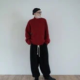 Wool Blend High Neck Hand-like Knit Sweater