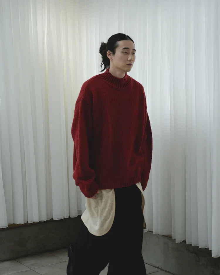 Wool Blend High Neck Hand-like Knit Sweater
