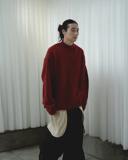 Wool Blend High Neck Hand-like Knit Sweater