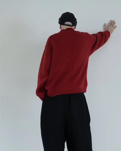 Wool Blend High Neck Hand-like Knit Sweater