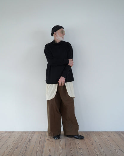 Super100s Wool Plating Turtleneck L/S Logo TEE