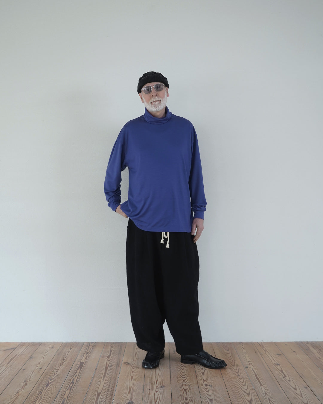 Super100s Wool Plating Turtleneck L/S Logo TEE