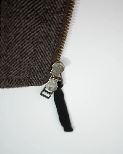Wool Brend Herringbone Tweed Volume Zip Blouson