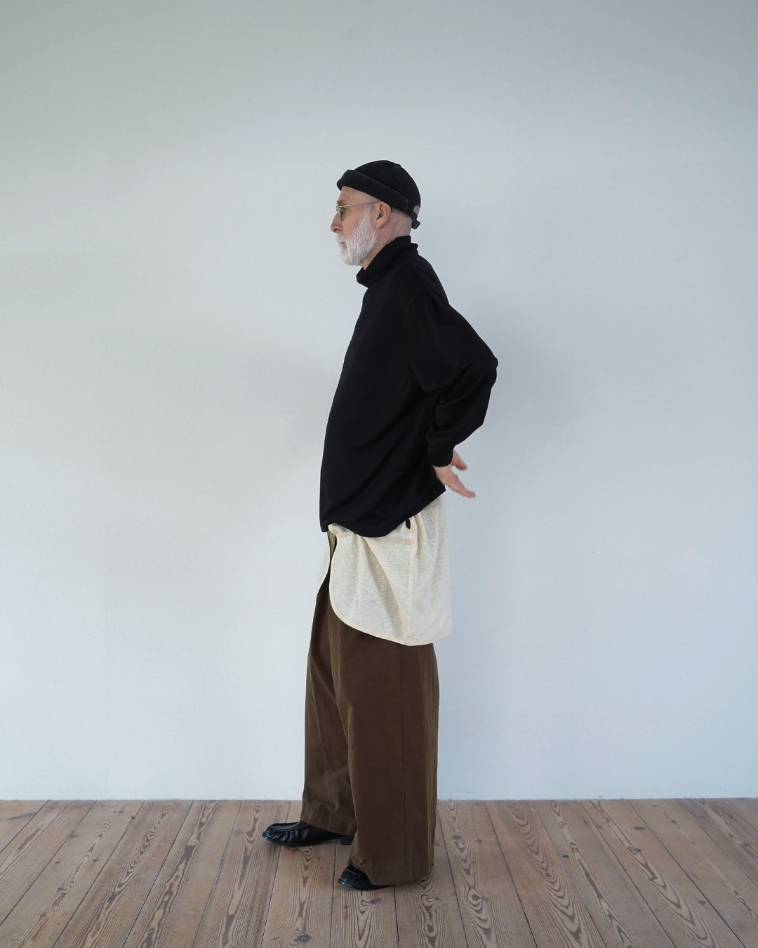 Super100s Wool Plating Turtleneck L/S Logo TEE