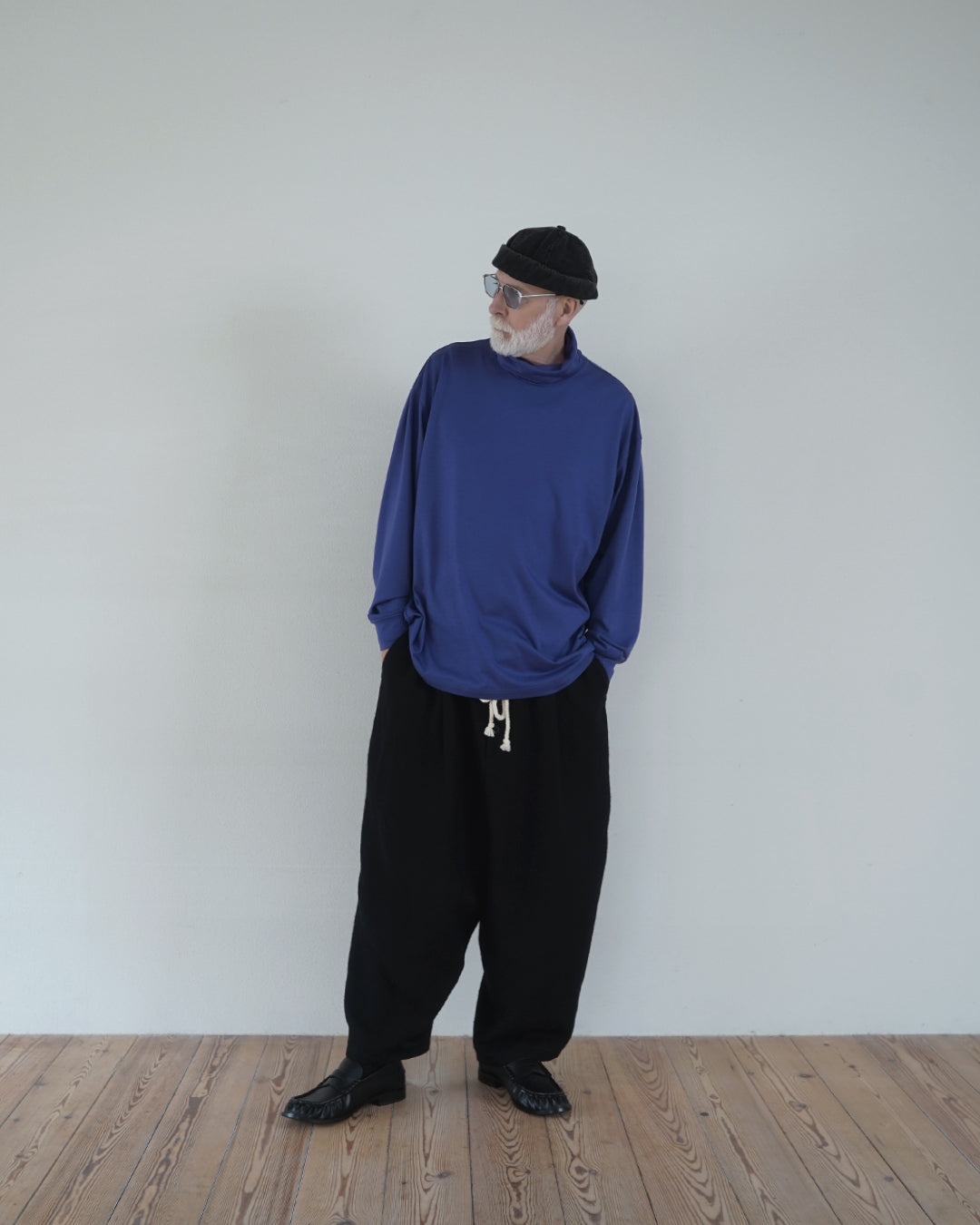 Super100s Wool Plating Turtleneck L/S Logo TEE