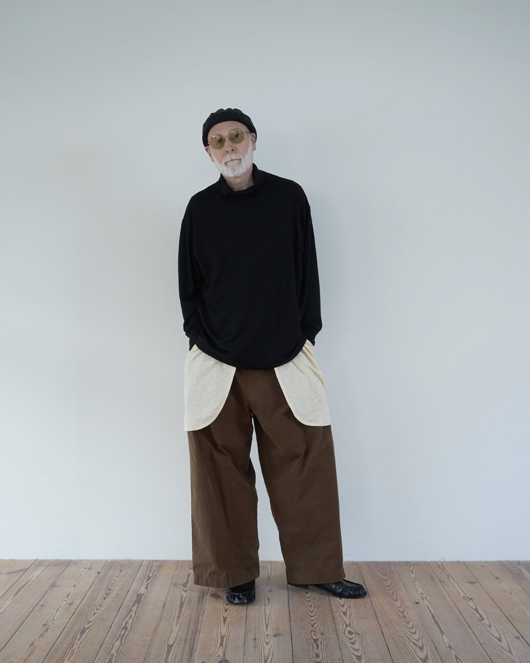 Super100s Wool Plating Turtleneck L/S Logo TEE