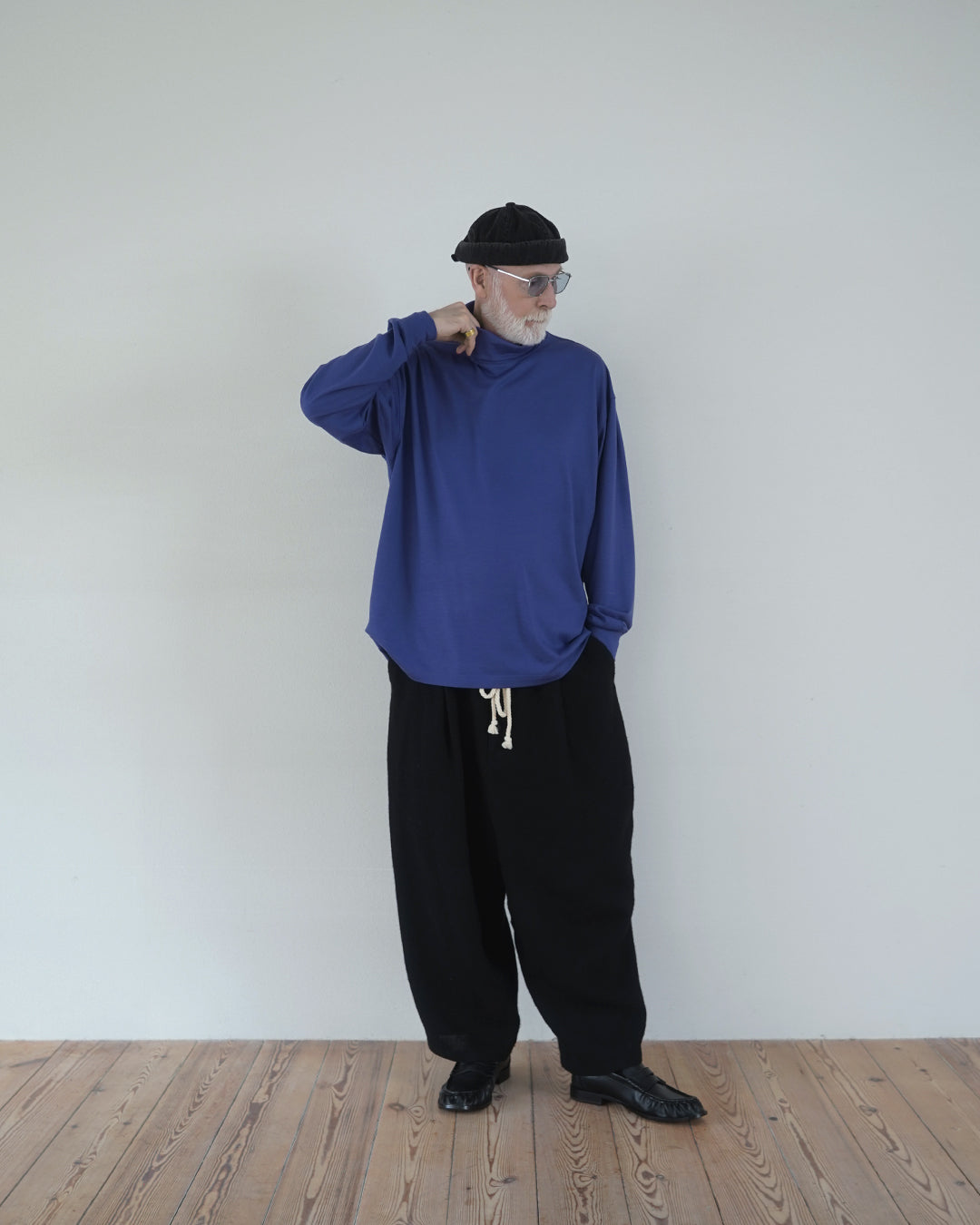 Super100s Wool Plating Turtleneck L/S Logo TEE
