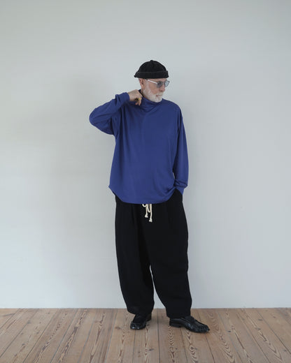 Super100s Wool Plating Turtleneck L/S Logo TEE