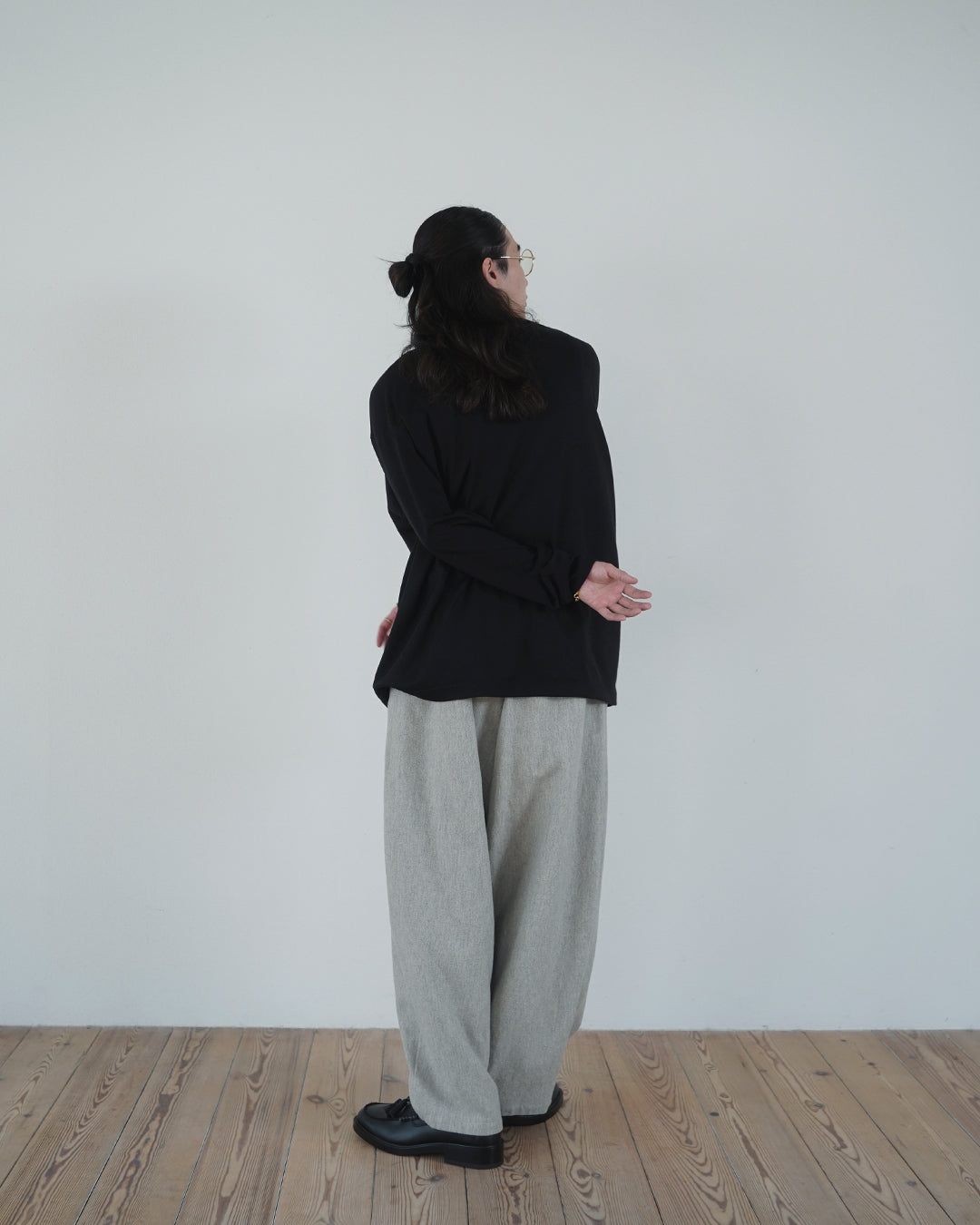Super100s Wool Plating Turtleneck L/S Logo TEE