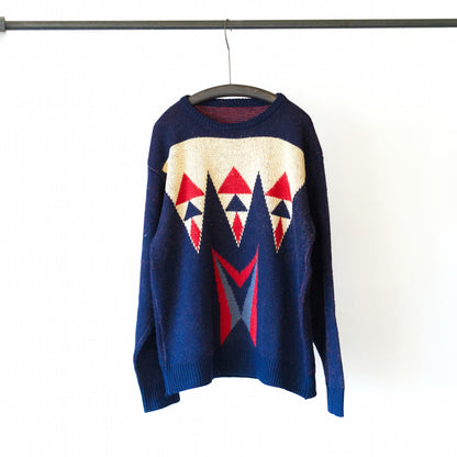 Relaxed abstract pattern knit sweater