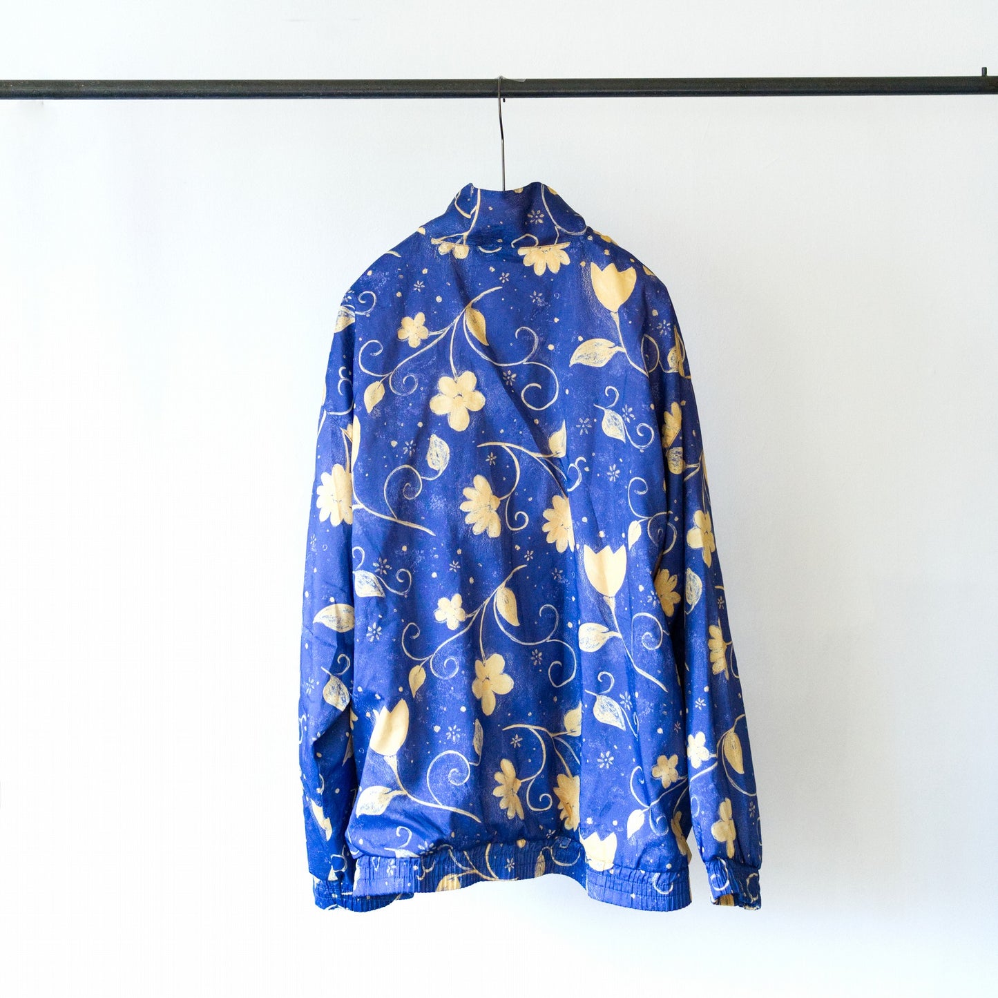 80s Blue floral windbreaker jacket