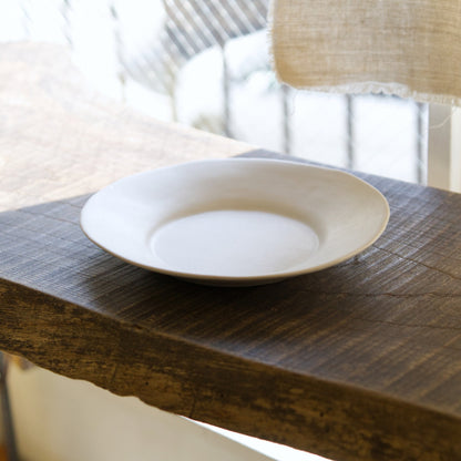 White porcelain matte rim wide 8 inch plate