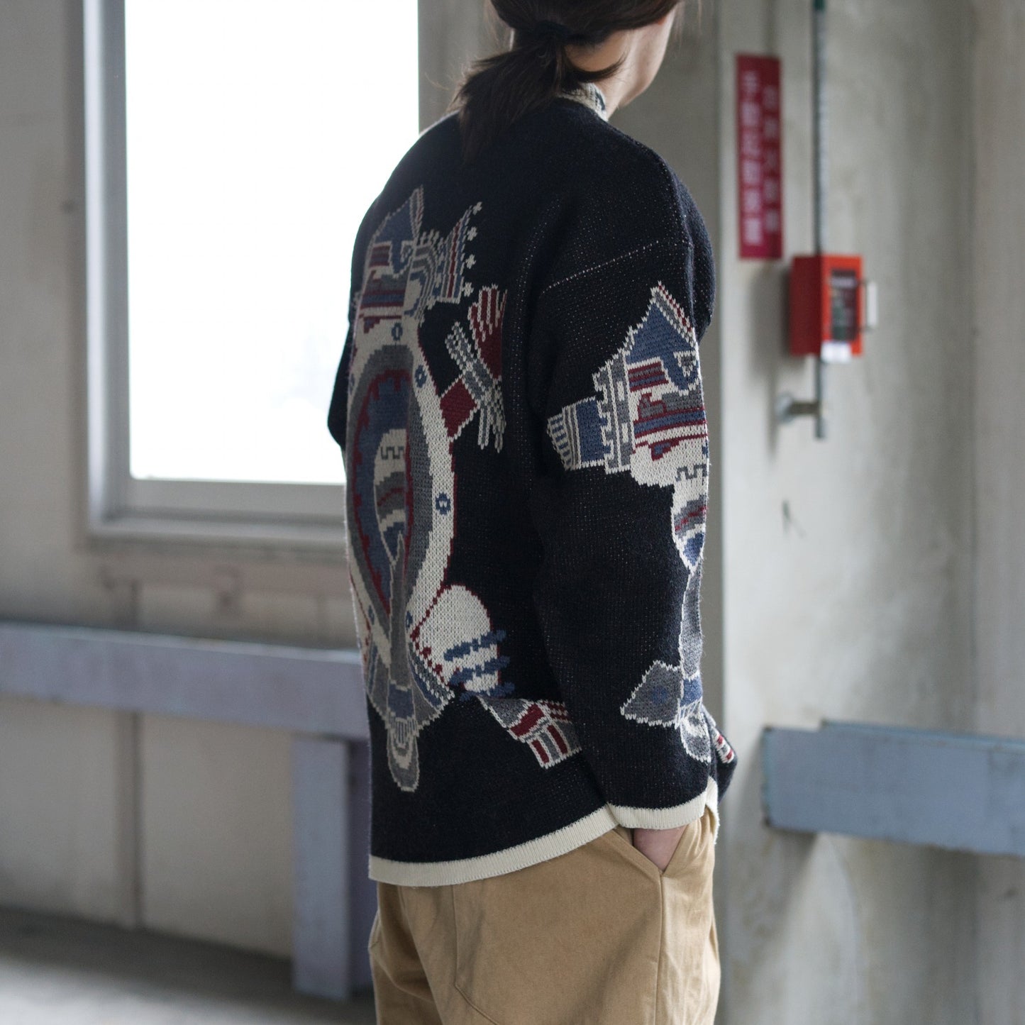 Acrylic Wool Native pattern knit tops