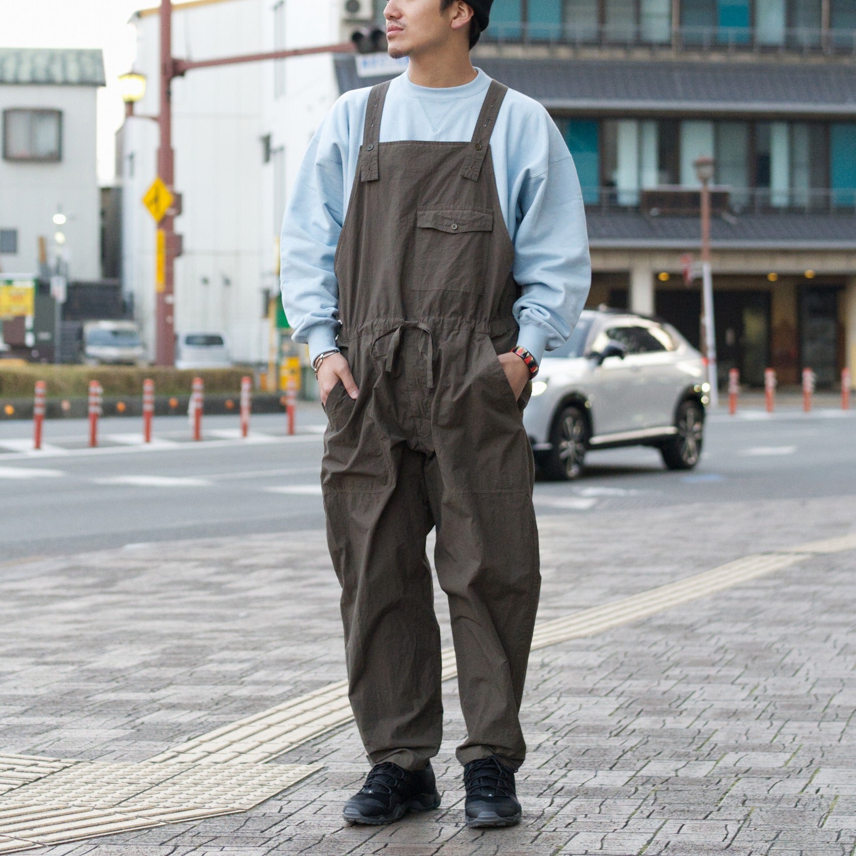 激安店舗yoko sakamoto サスペンダー付きワークパンツ L 黒 状態極上 パンツ
